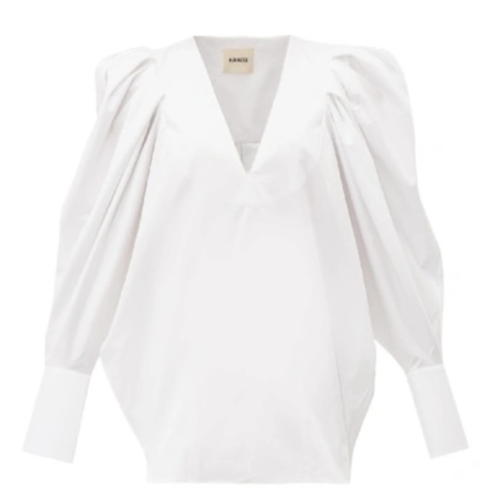 KHAITE Connie Puff-sleeve Cotton Blouse